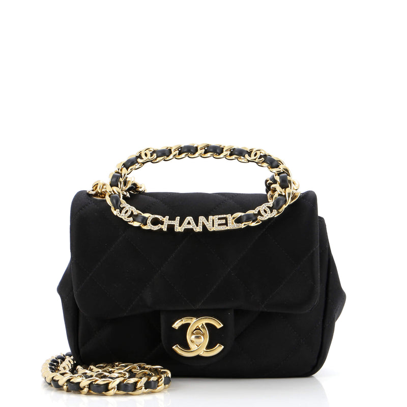 Chanel Oval Logo Chain Handle Flap Bag