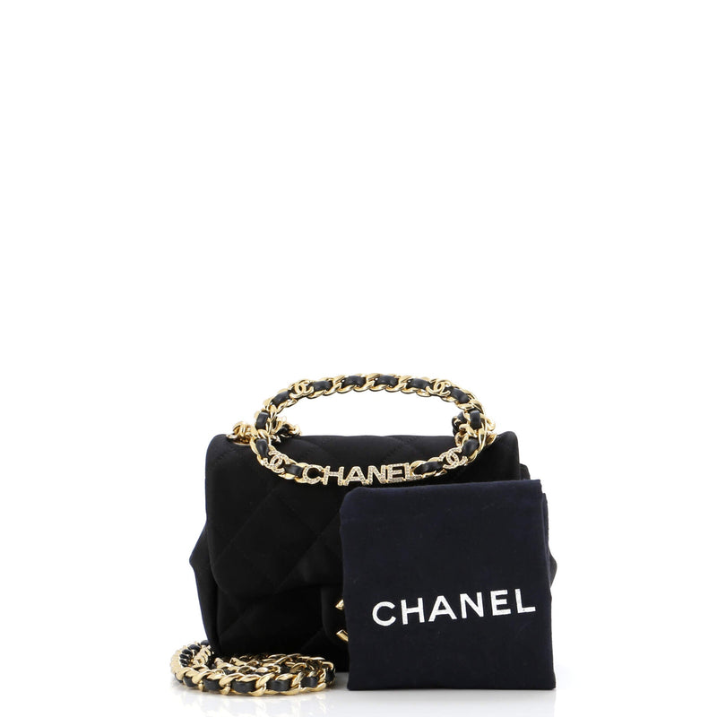 Chanel Oval Logo Chain Handle Flap Bag