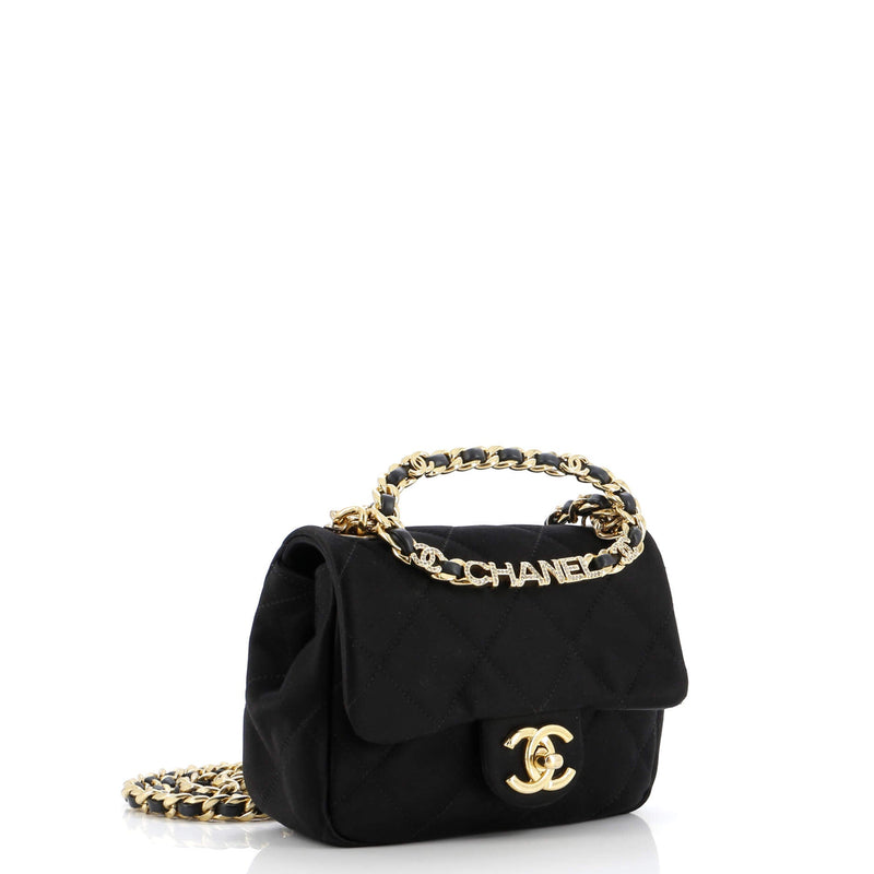 Chanel Oval Logo Chain Handle Flap Bag