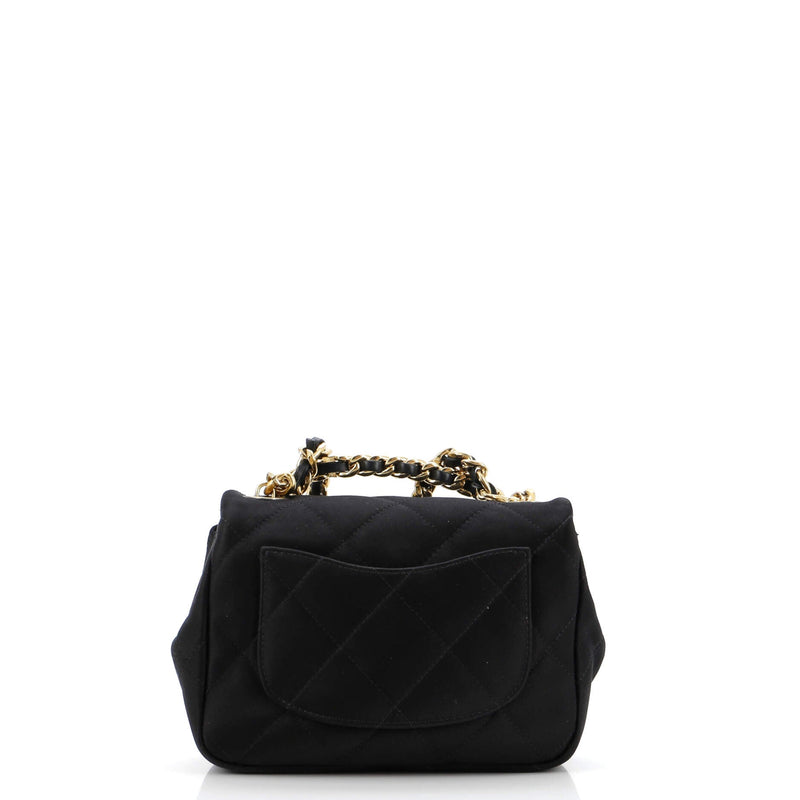 Chanel Oval Logo Chain Handle Flap Bag