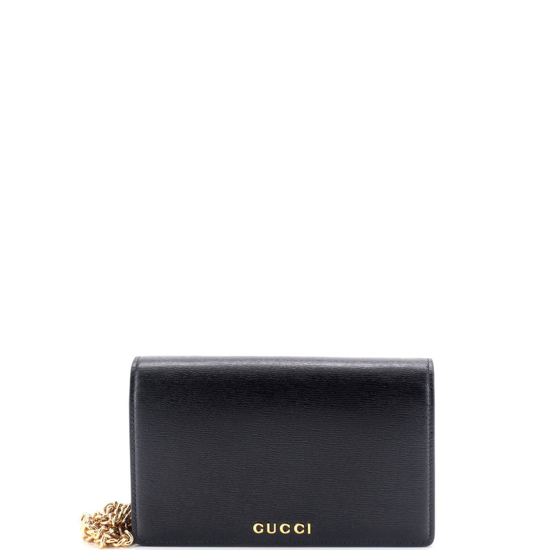 Gucci Script Logo Chain Wallet Leather