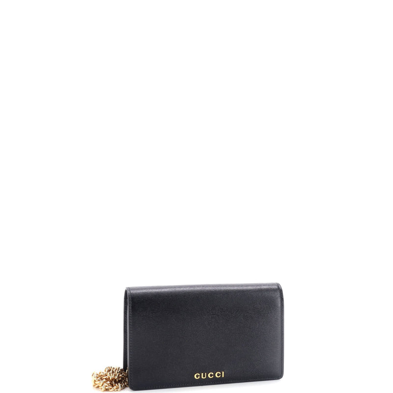 Gucci Script Logo Chain Wallet Leather
