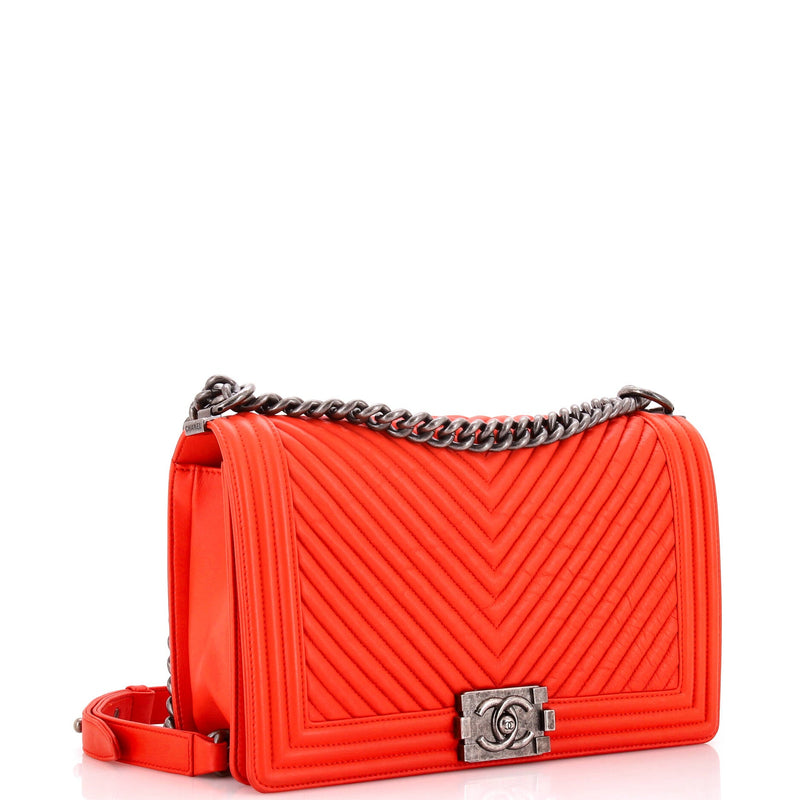 Chanel Boy Flap Bag Chevron Wrinkled
