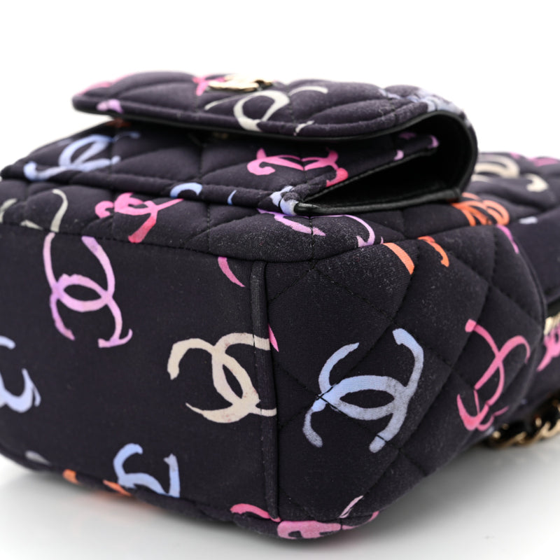 Chanel Printed Fabric Quilted Cc Mini