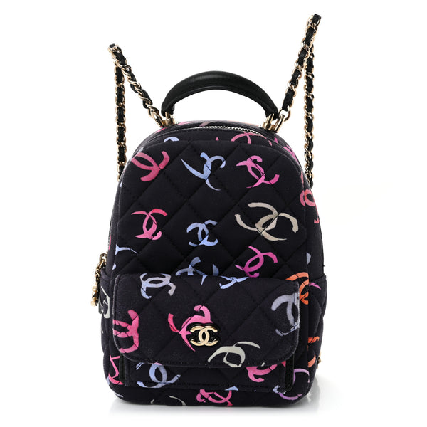 Chanel Printed Fabric Quilted Cc Mini