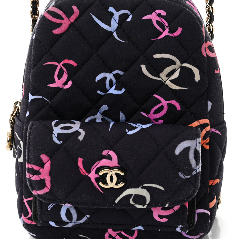 Chanel Printed Fabric Quilted Cc Mini