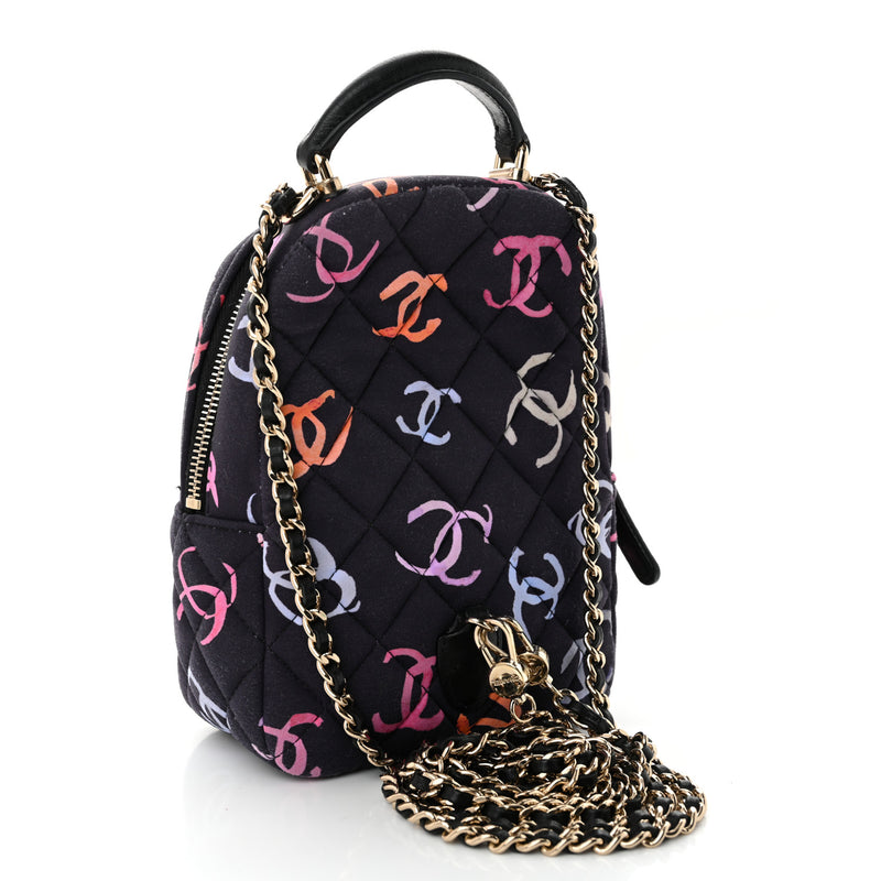 Chanel Printed Fabric Quilted Cc Mini
