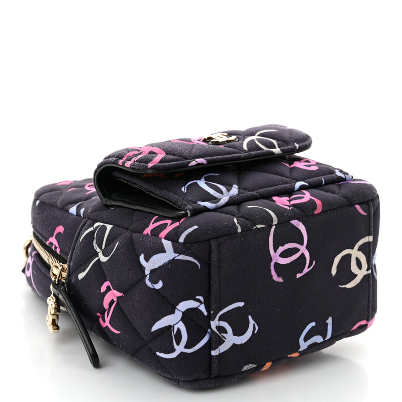 Chanel Printed Fabric Quilted Cc Mini