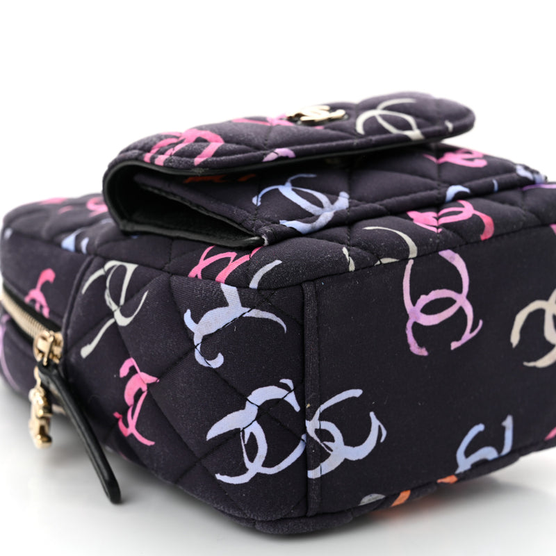 Chanel Printed Fabric Quilted Cc Mini