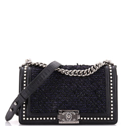 Chanel Boy Flap Bag Quilted Tweed With