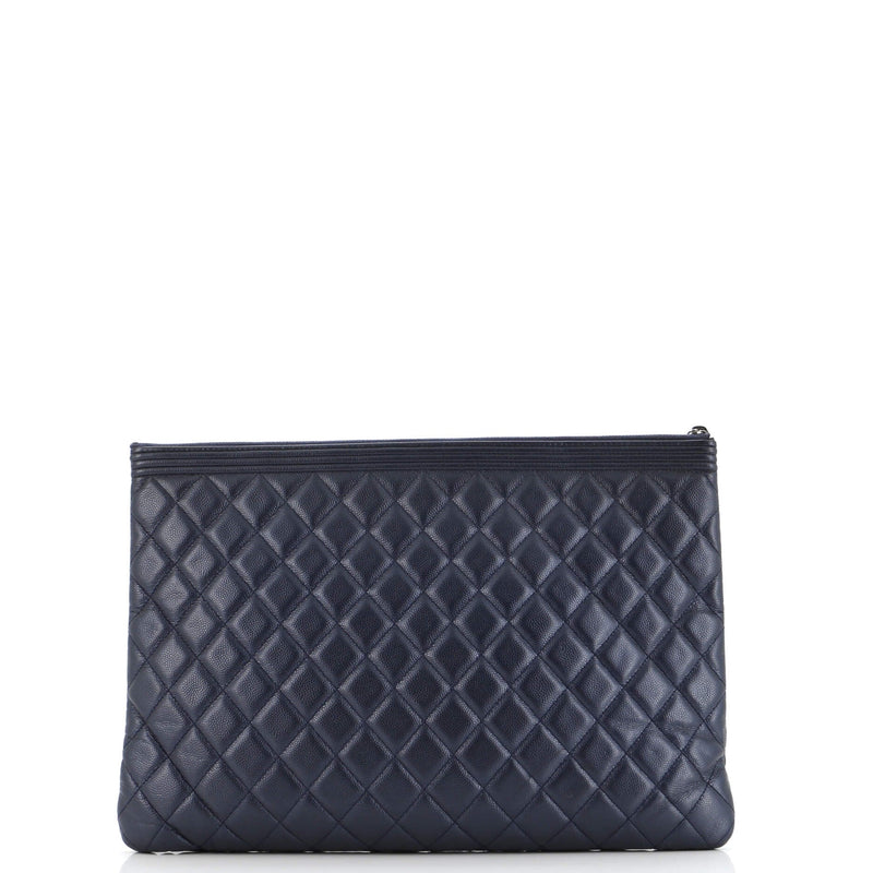 Chanel Boy O Case Clutch Quilted Caviar