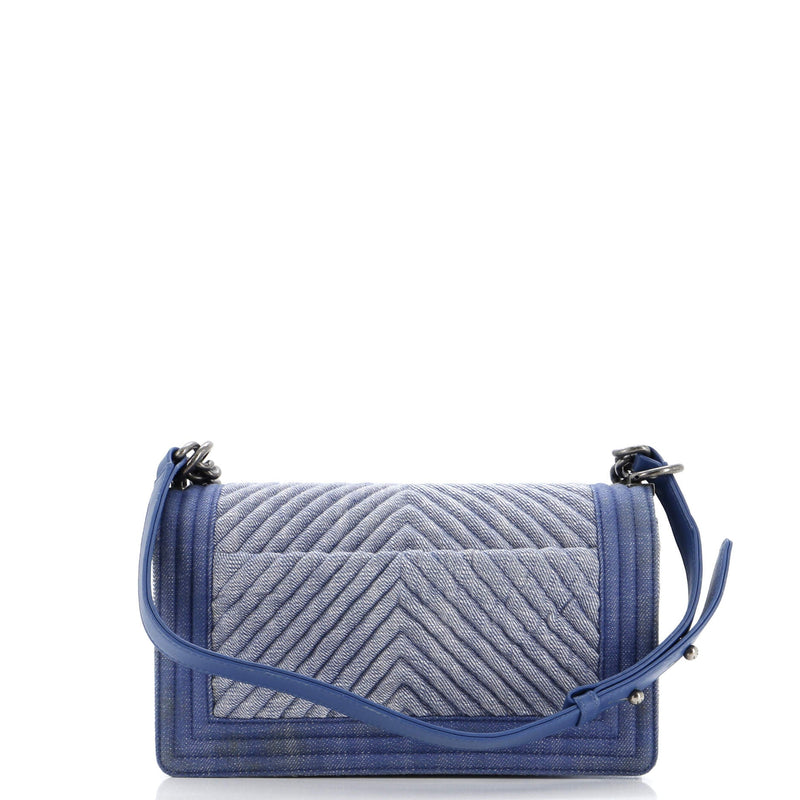 Chanel Boy Flap Bag Chevron Denim Old