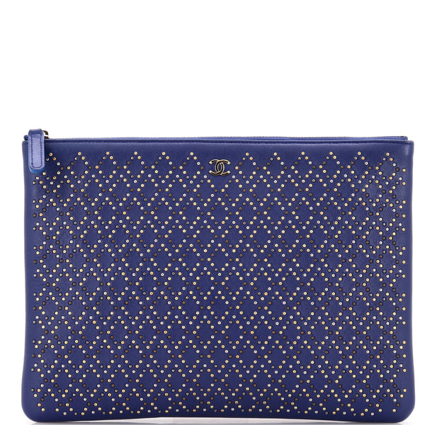 Chanel O Case Clutch Studded Lambskin