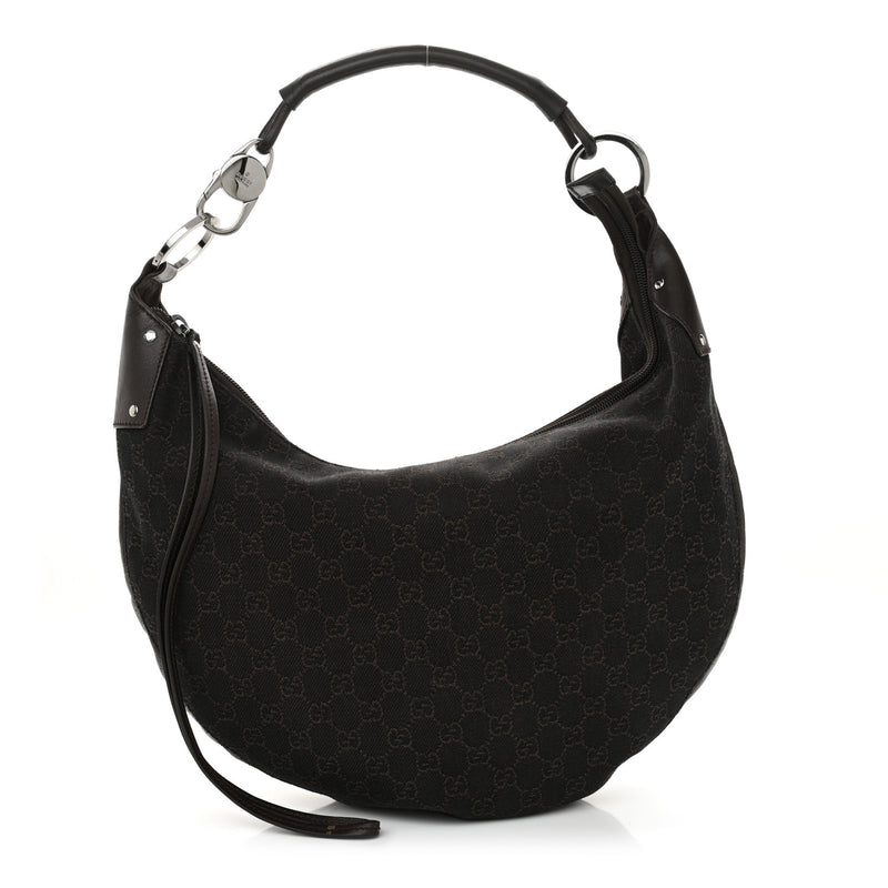 Gucci Denim Half Moon Hobo Dark Brown