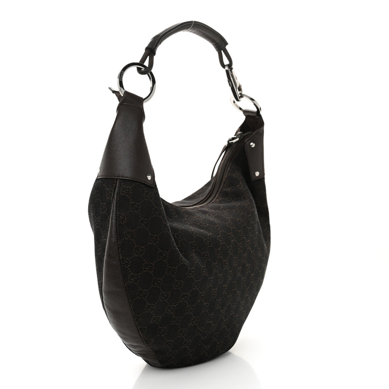 Gucci Denim Half Moon Hobo Dark Brown
