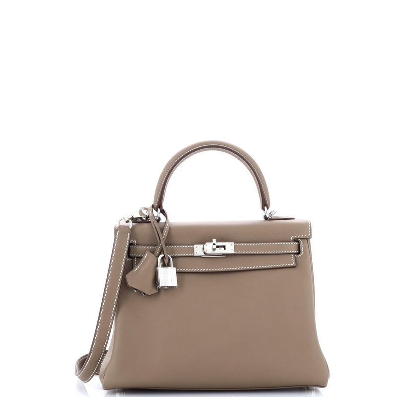 Hermes Kelly Handbag Grey Swift With