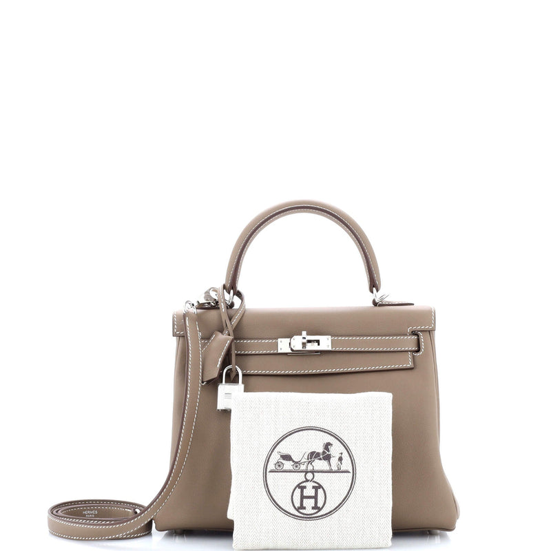 Hermes Kelly Handbag Grey Swift With