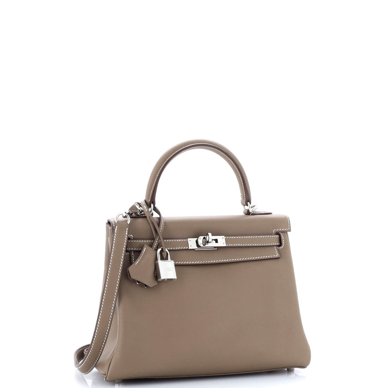 Hermes Kelly Handbag Grey Swift With