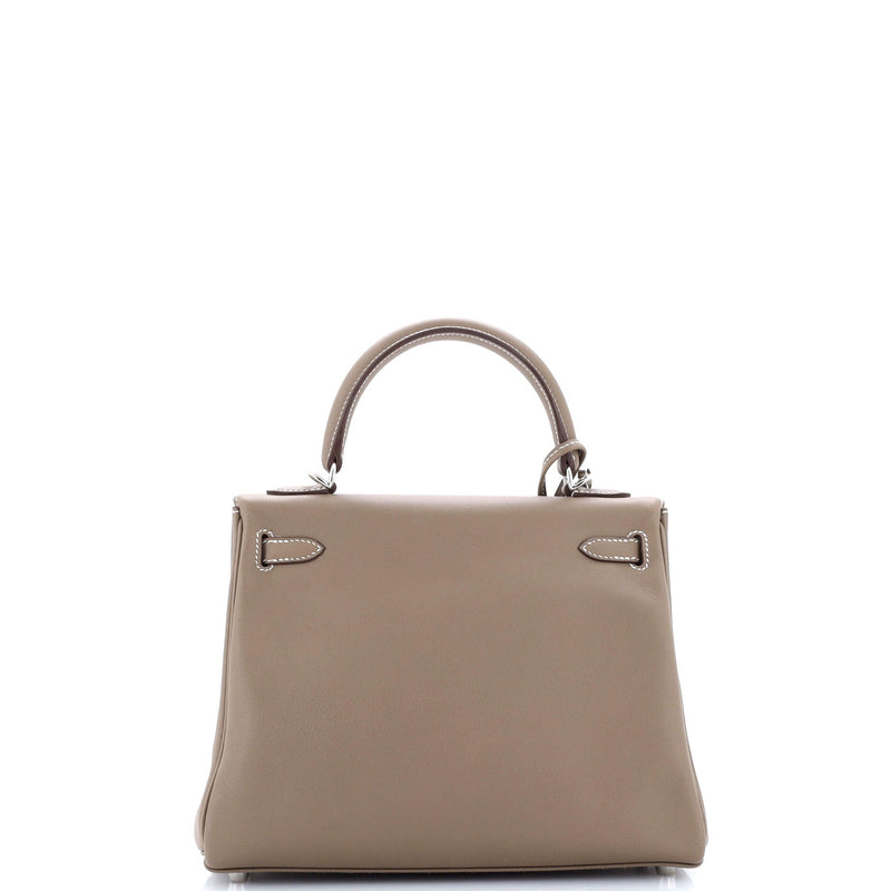 Hermes Kelly Handbag Grey Swift With