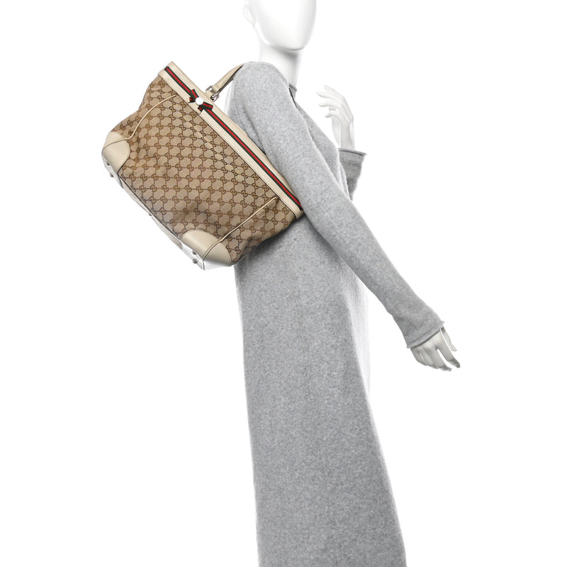Gucci Web Medium Mayfair Tote Off White