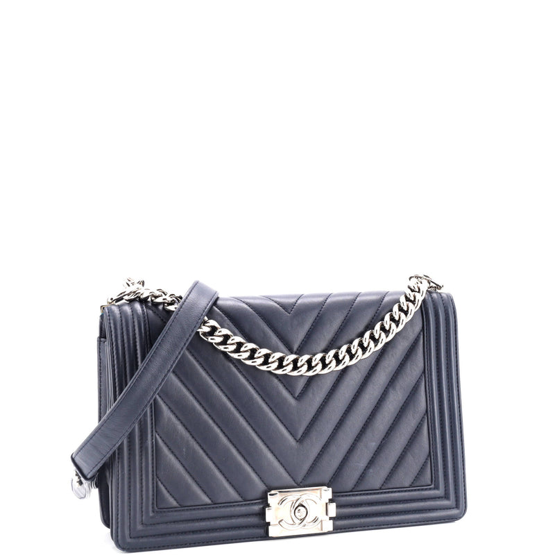 Chanel Boy Flap Bag Chevron Calfskin New