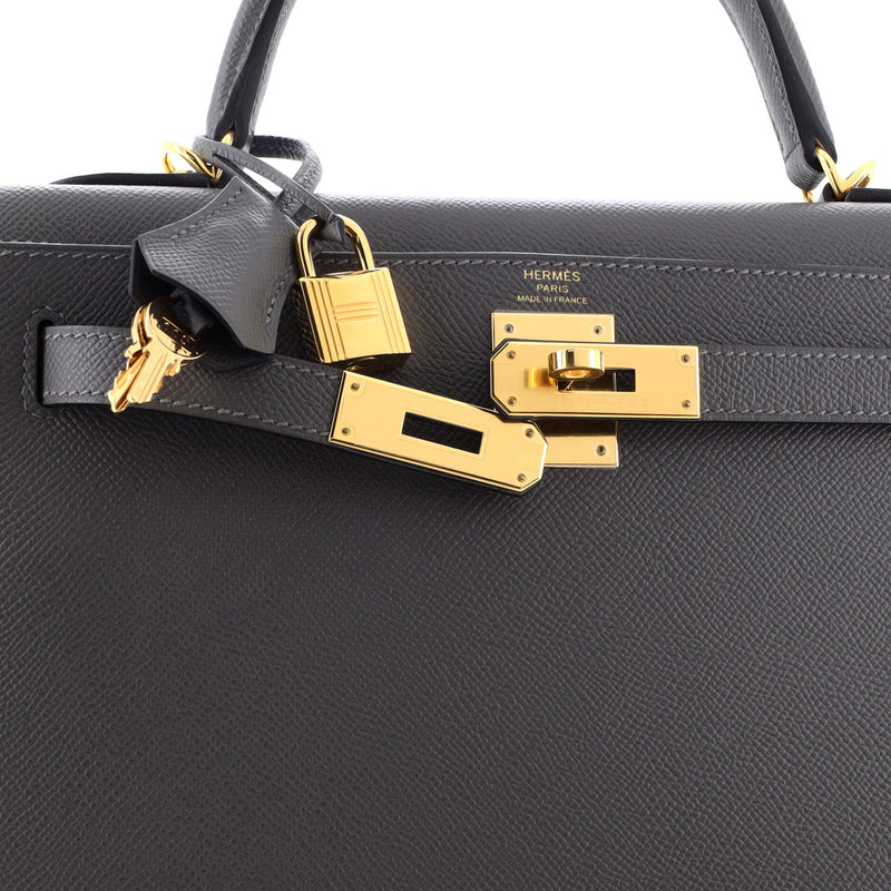 Hermes Kelly Handbag Grey Epsom With