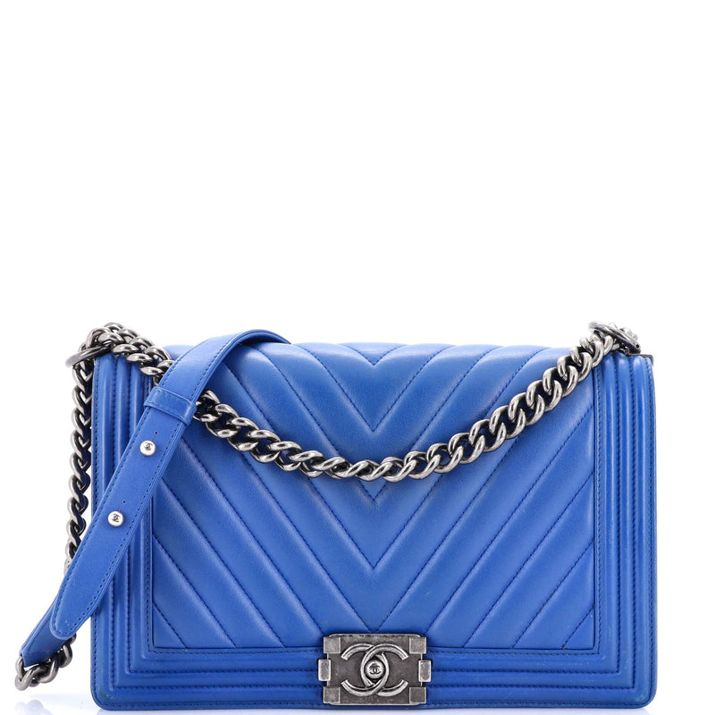 Chanel Boy Flap Bag Chevron Lambskin New