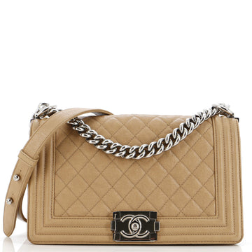 Chanel Boy Flap Bag Quilted Caviar Old
