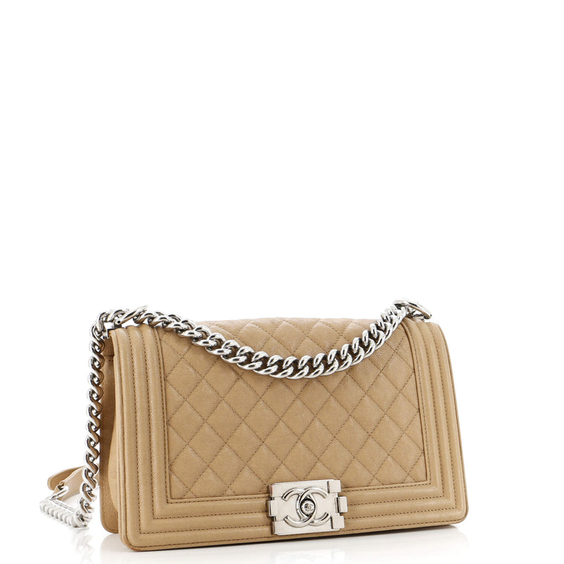 Chanel Boy Flap Bag Quilted Caviar Old