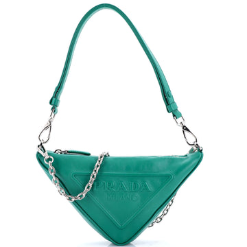 Prada Triangle Logo Zip Chain Crossbody