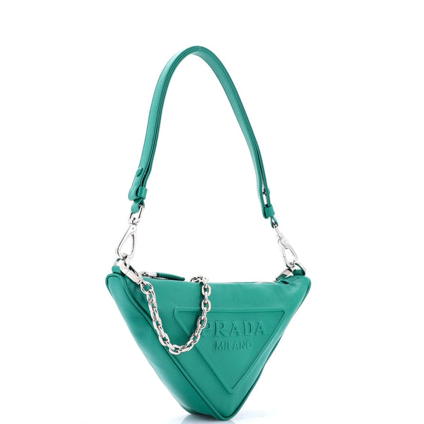 Prada Triangle Logo Zip Chain Crossbody