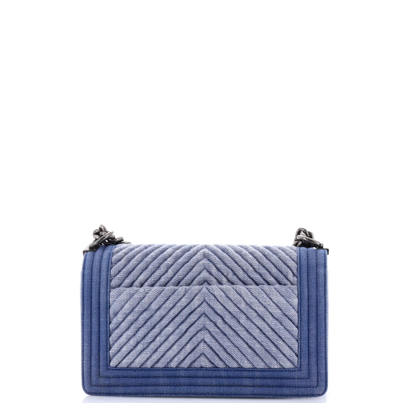 Chanel Boy Flap Bag Chevron Denim Old