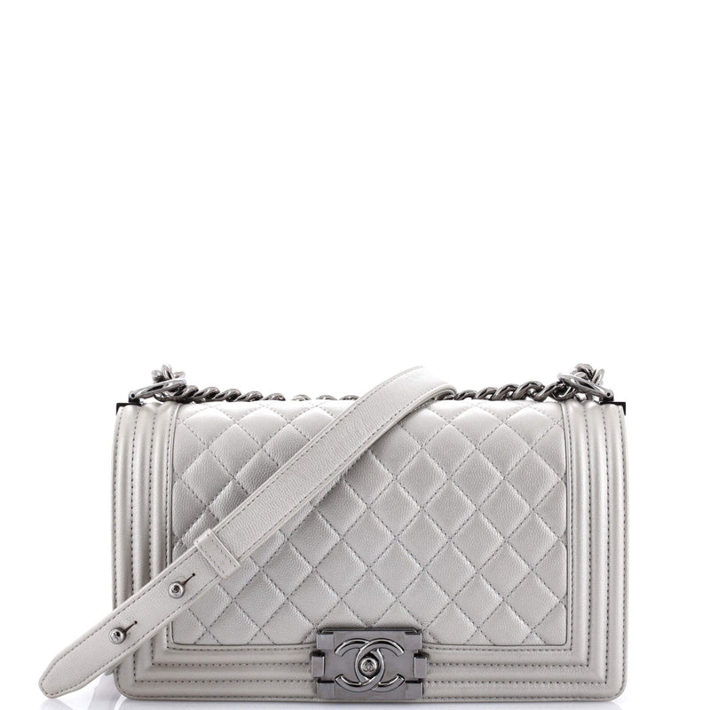 Chanel Boy Flap Bag Quilted Caviar Old