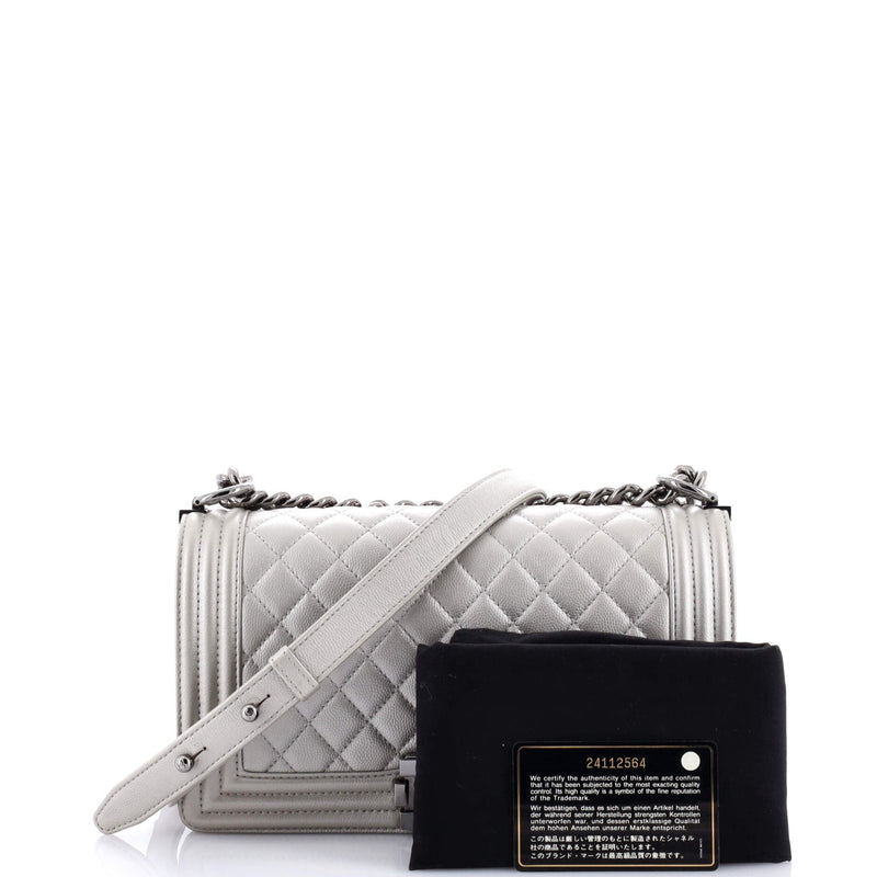 Chanel Boy Flap Bag Quilted Caviar Old