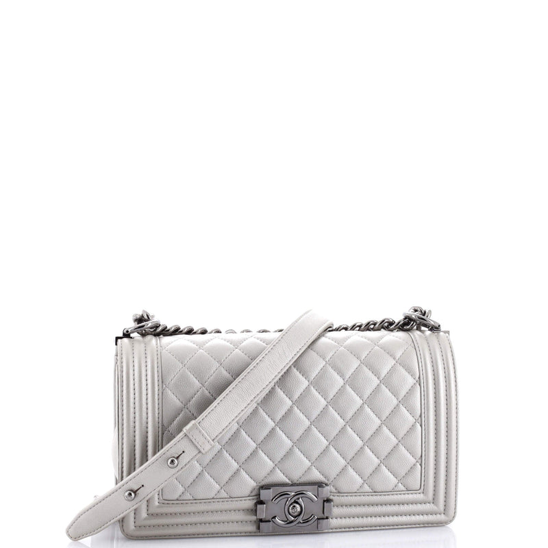 Chanel Boy Flap Bag Quilted Caviar Old