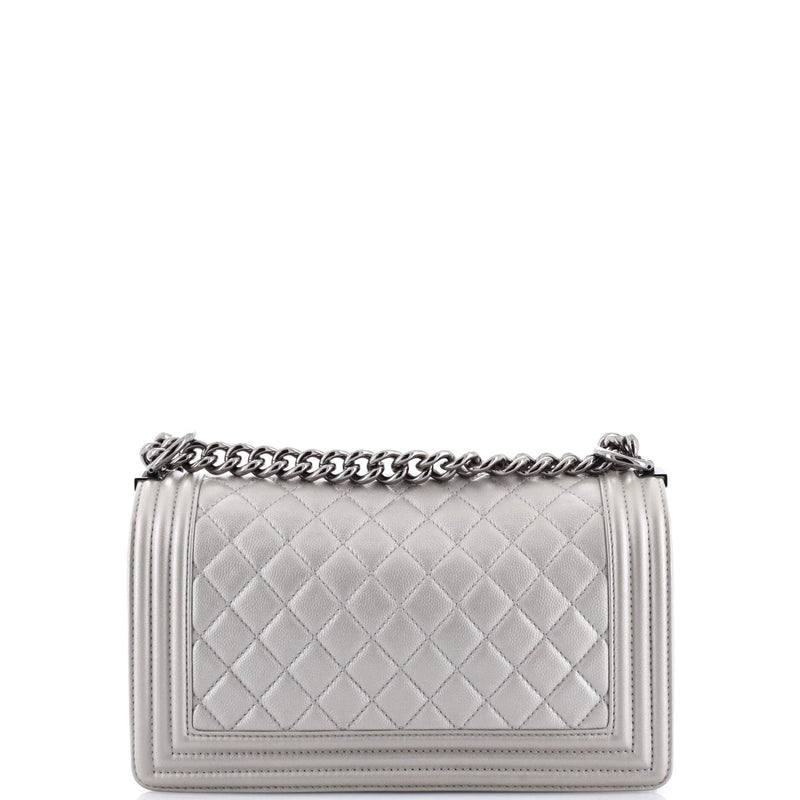 Chanel Boy Flap Bag Quilted Caviar Old