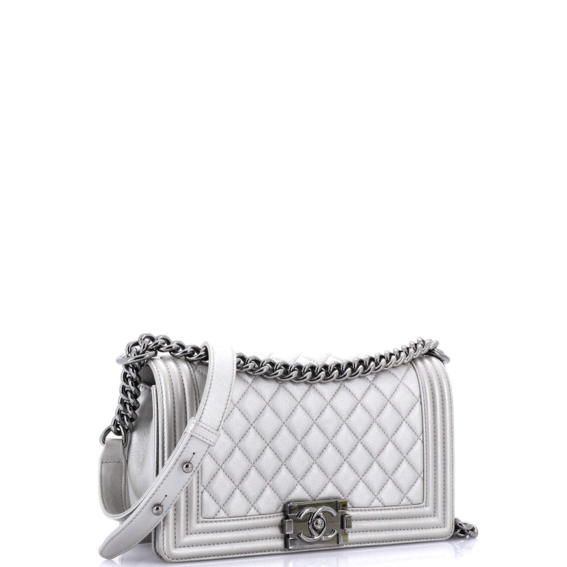 Chanel Boy Flap Bag Quilted Caviar Old