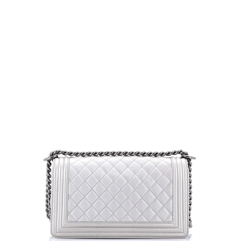 Chanel Boy Flap Bag Quilted Caviar Old