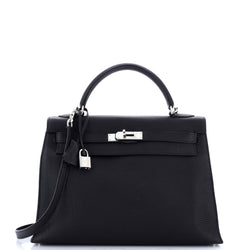 Hermes Kelly Handbag Noir Togo With
