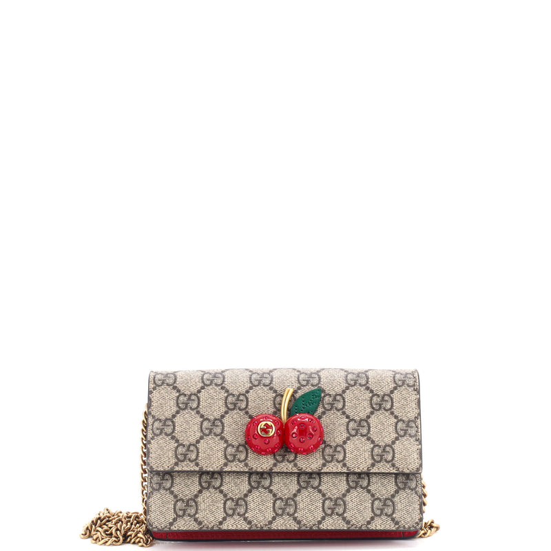 Gucci Cherries Wallet On Chain Gg Coated