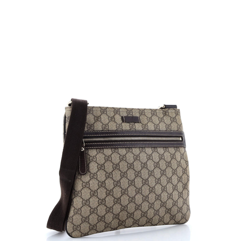 Gucci Front Zip Flat Messenger Bag Gg