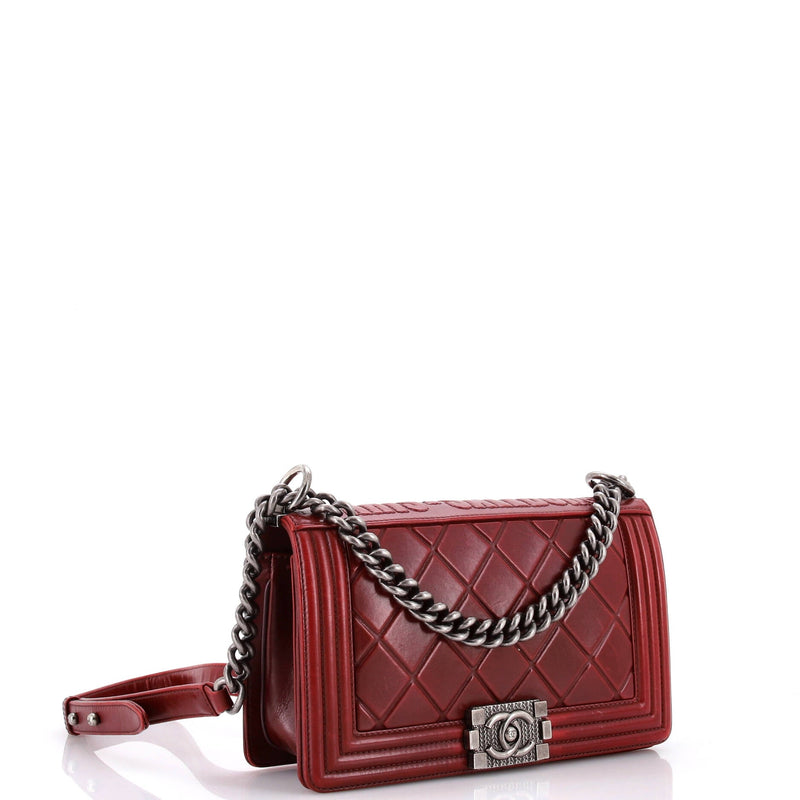 Chanel Boy Flap Bag Quilted Caviar Old