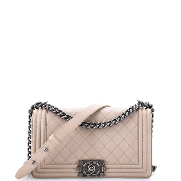 Chanel Boy Flap Bag Quilted Caviar Old