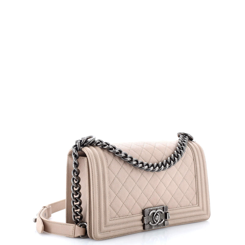Chanel Boy Flap Bag Quilted Caviar Old