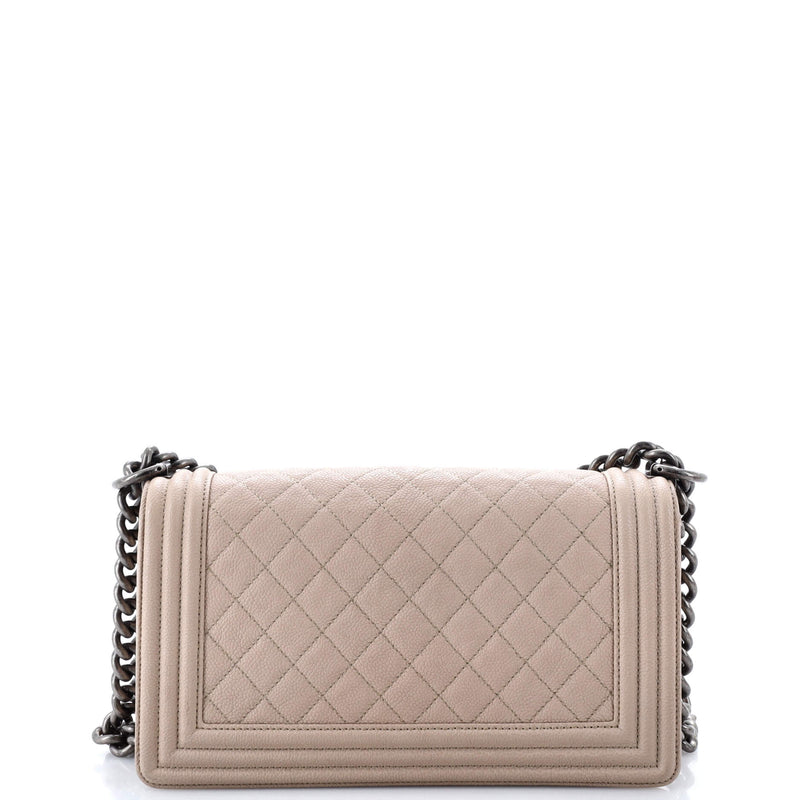 Chanel Boy Flap Bag Quilted Caviar Old