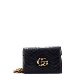 Gucci Gg Marmont Chain Wallet Matelasse