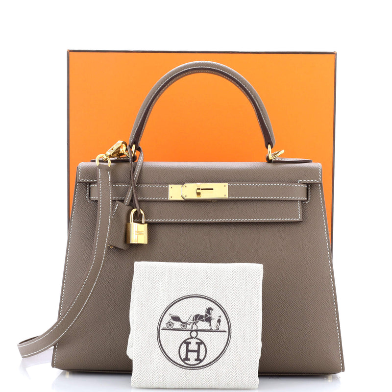 Hermes Kelly Handbag Grey Epsom With