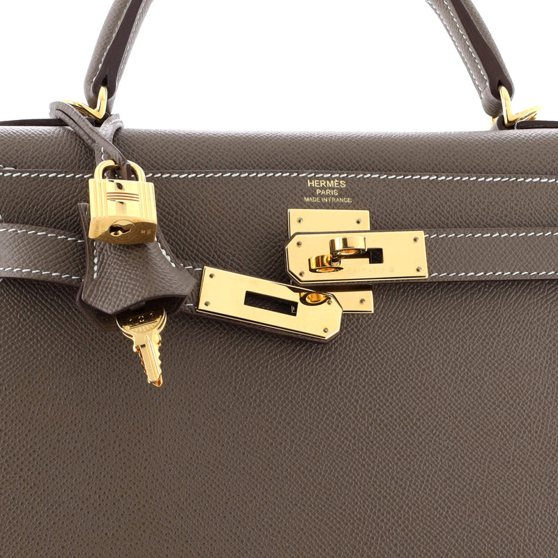 Hermes Kelly Handbag Grey Epsom With