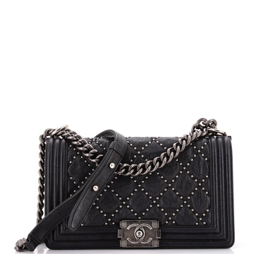 Chanel Boy Flap Bag Studded Quilted