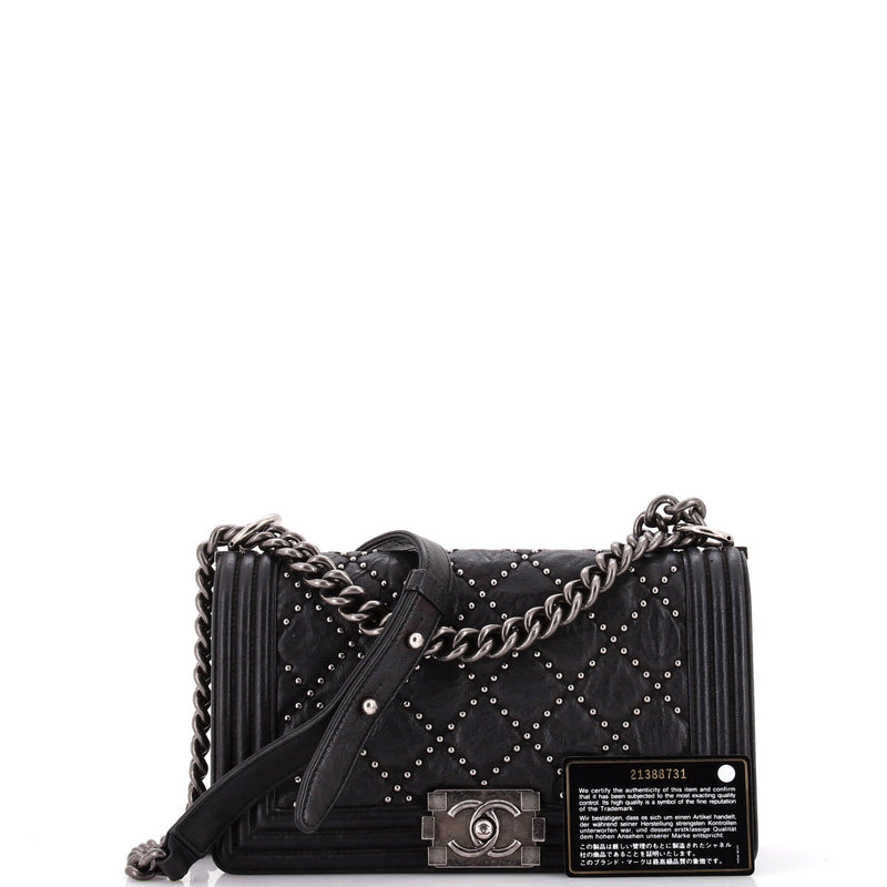 Chanel Boy Flap Bag Studded Quilted